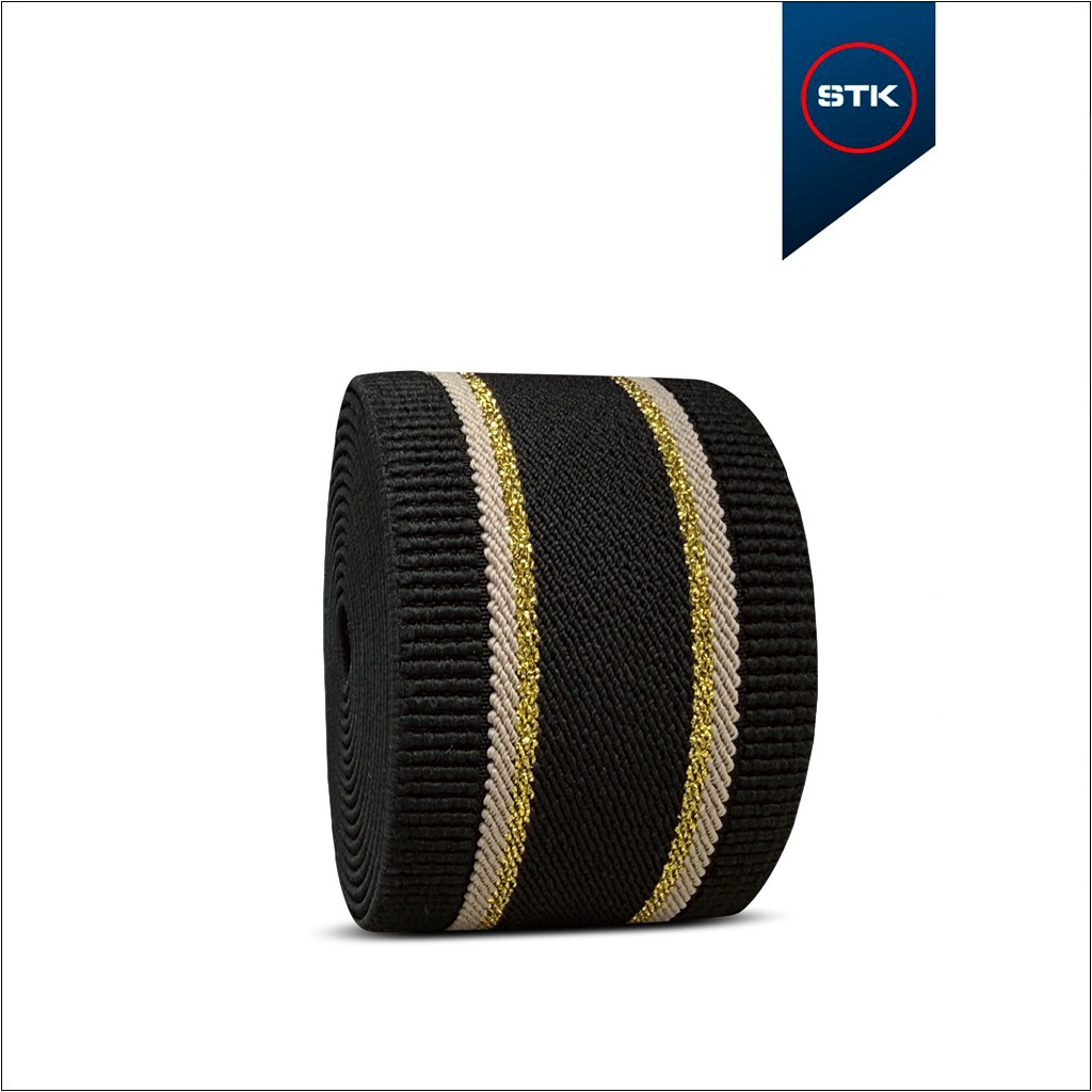 EL&Aacute;STICO STK 1120 50MM PRETO / LUXOR / LUREX DOURADO / PRETO / LUREX DOURADO